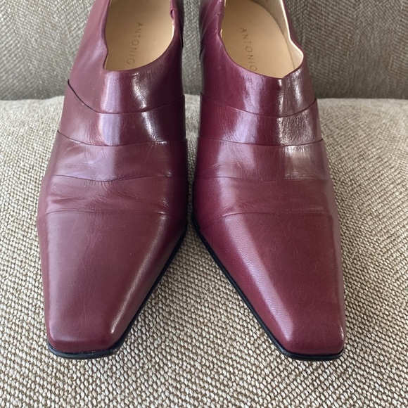 Antonio Melani Pointy Square Glove Fit Slip In Heel. Cranberry Red Leather.SZ 10 - Picture 5 of 16